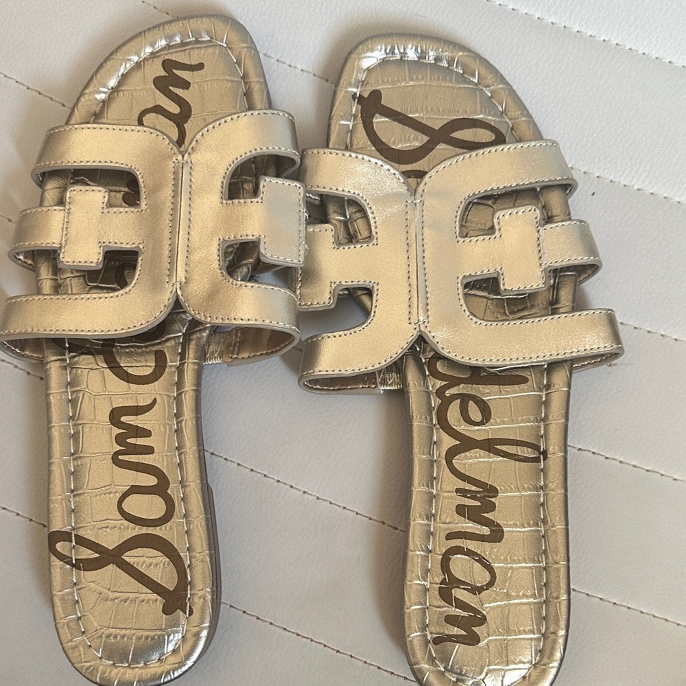 Sam Edelman Metallic Silver Slide Sandals 7M